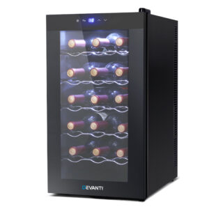 NNEDSZ  Wine Cooler 18 Bottles Glass Door Beverage Cooler Thermoelectric Fridge Black