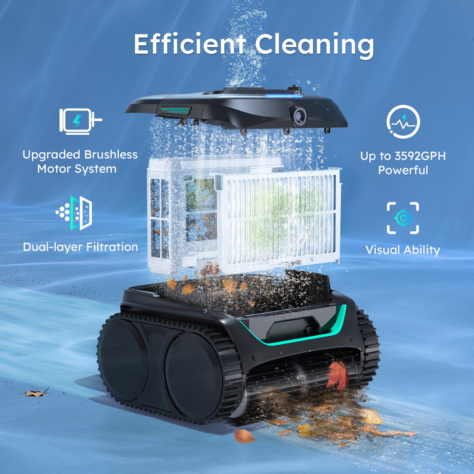 WYBOT C2 Vision Robotic Pool Cleaner Vacuum with AI Vision & Smart APP Control - Image 5